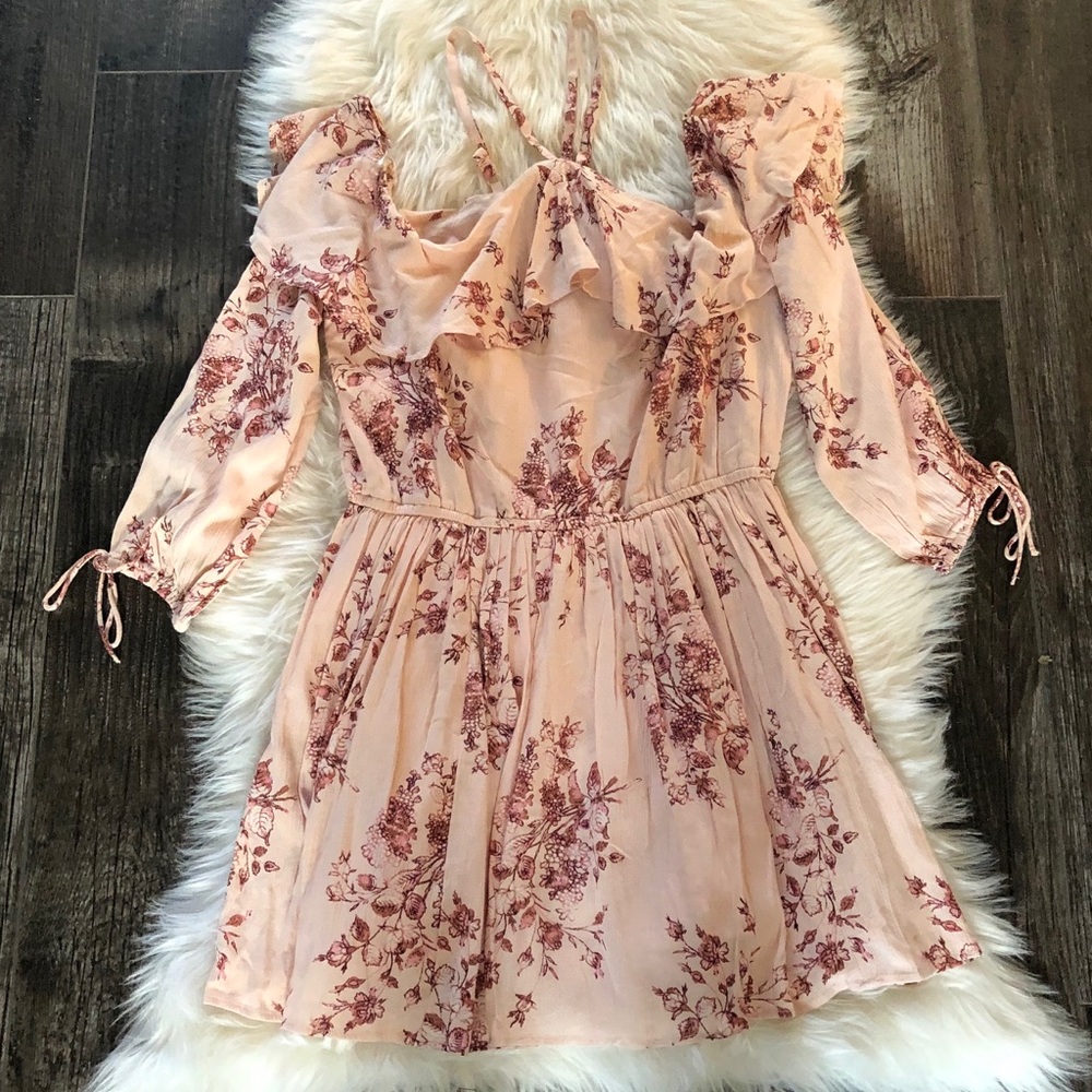 American Rag Light Pink Floral Halter Dress Sz M